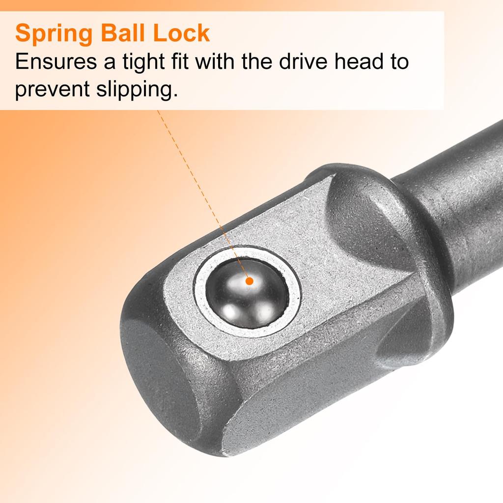 Uxcell Impact 26mm Metric 200mm with Hex Shank Deep for Electric and Manual Adapter Accessory Tool Set Kit for Hex Bolts and Nuts Socket, 1/2" Drive,