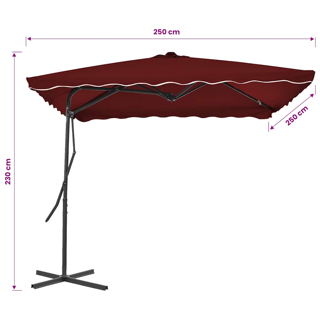 Patio Umbrella with Steel Pole 250x250x230 Cm Burgundy Red