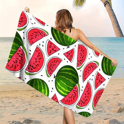 Watermelon All Over Print Beach Towel, Seaside Summer Microfiber Quick Dry Soft Absorbent for Swimming Travel Camping Gift