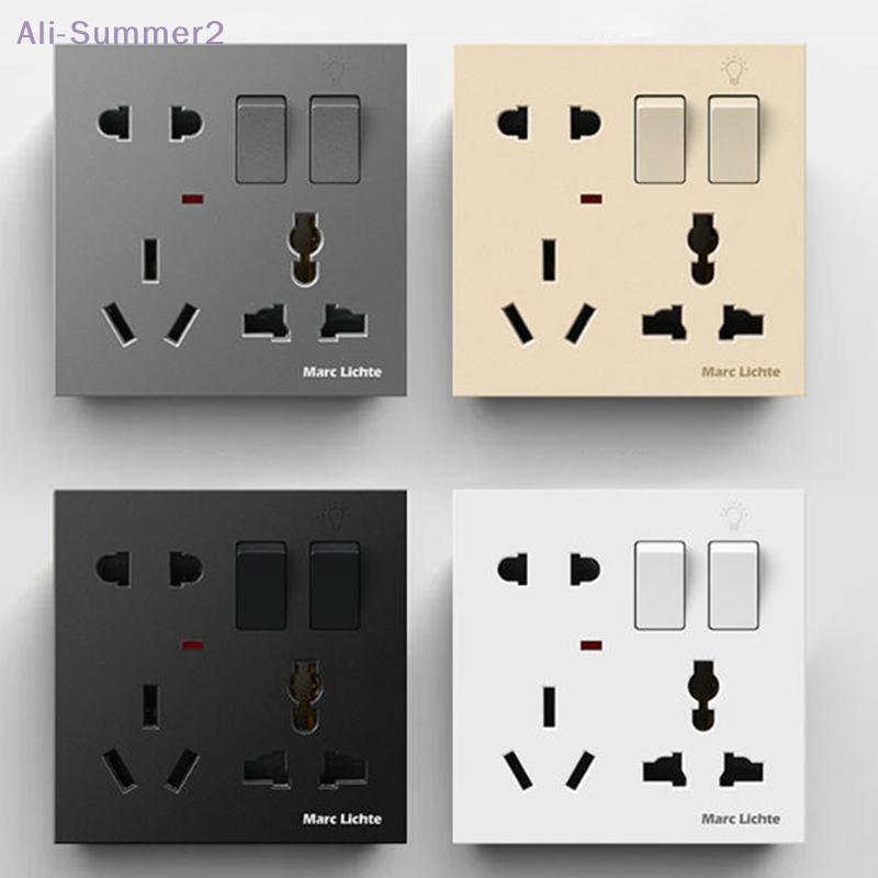 {Summer2}16A Wall 86 Type Multifunctional Socket 8-Hole 5Pin Power Plug 2/3 Plugs With 1Gang Switch Control Socket