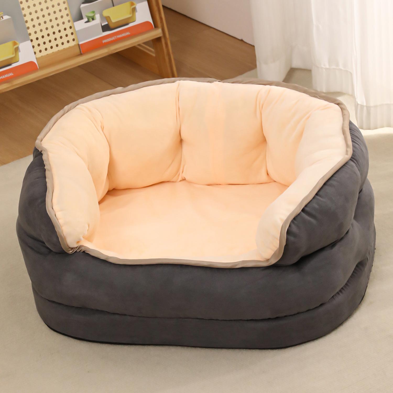 

Kennel winter thickened warm semi-surrounded cat warm nest suede three-layer octagonal kennel pet kennel kennel S сірий колір