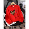 Leopard Heart Pattern with Love Arrows 2026 New Girls' Long-sleeve Casual Crewneck Sweatshirt