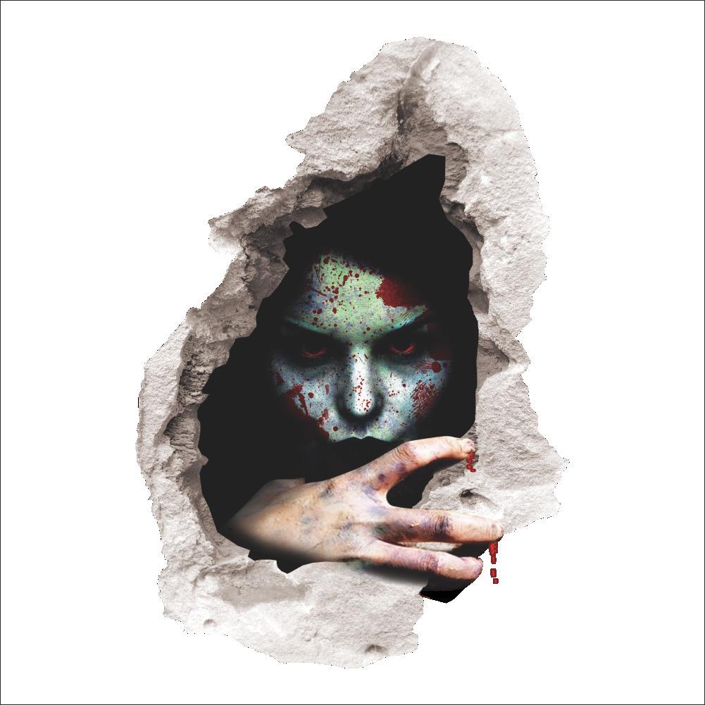 

Horror Halloween Theme Female Ghost Breaking Open Wall Stickers Room Decoration Style C