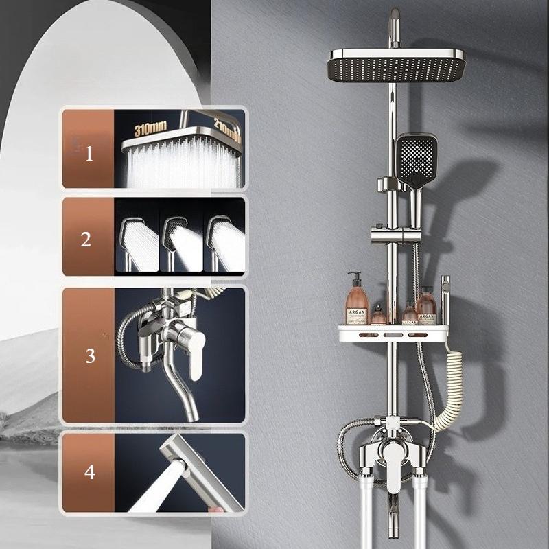 Supercharged Bathroom Bath Shower Mixer Faucet Set Shower Accessories Household Copper Nozzle Set Universal Shower Head System