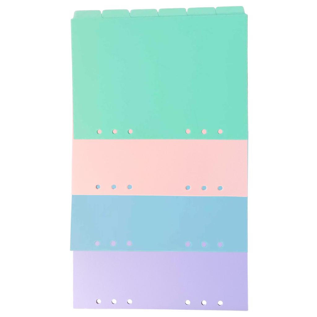 4Sets A5 Ring Binder Index Dividers PP Material Colorful Page Tabs Writable Replacement Dividers for Filing Systems Notebook