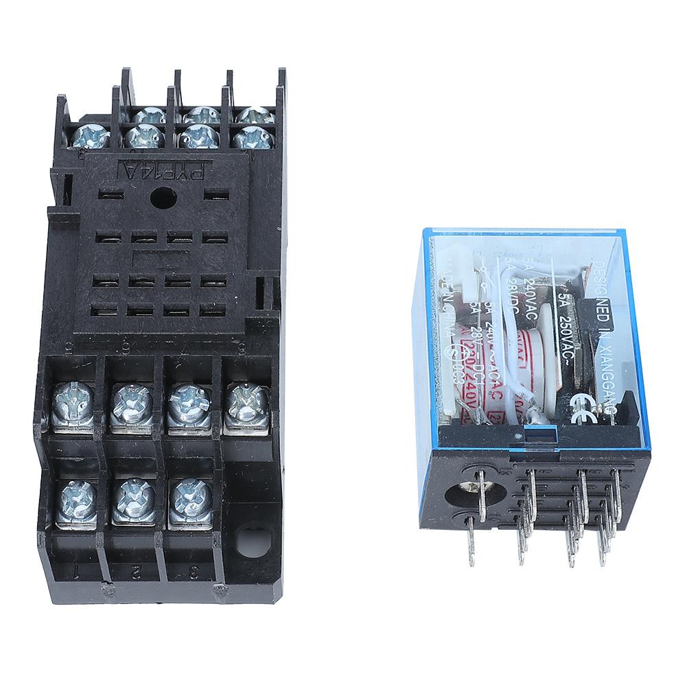 Coil Power Relay Switching on Off Circuit 4 Normally Close MY4NJ Coil Power Relay  Voltage To DC220V with Base for Daily Use