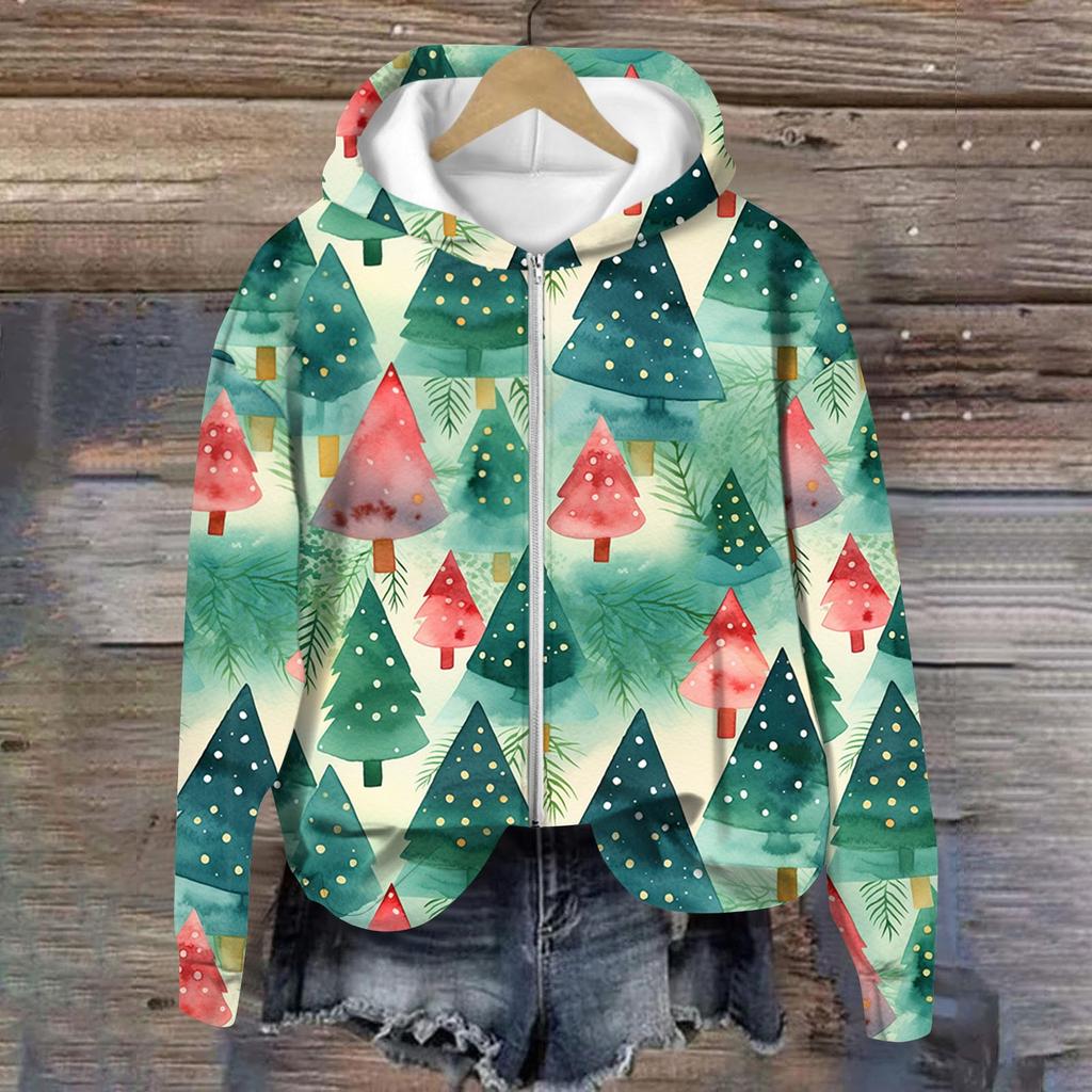 Jackets For Women Long Sleeve  Zip Up  Print Outerwear Casual Jackets