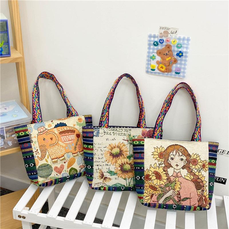 Handbag women's new retro embroidery large-capacity cloth bag Chaoqin shoulder crossbody