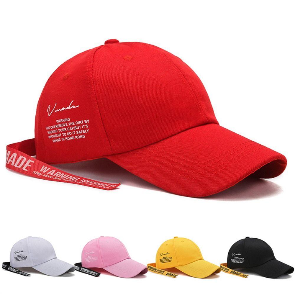Adjustable Baseball Cap Cotton Long Ribbon Hat Stylish Punk Caps Punk Style