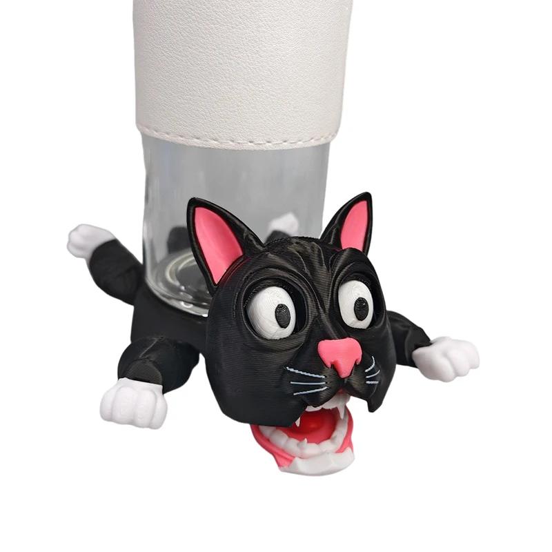 Creative 3D Printed Cat Coaster Funny Panicked Cat Cup Pad Tea Mug Coffee Drinks Holder Office Desktop Home Decoration Ornament