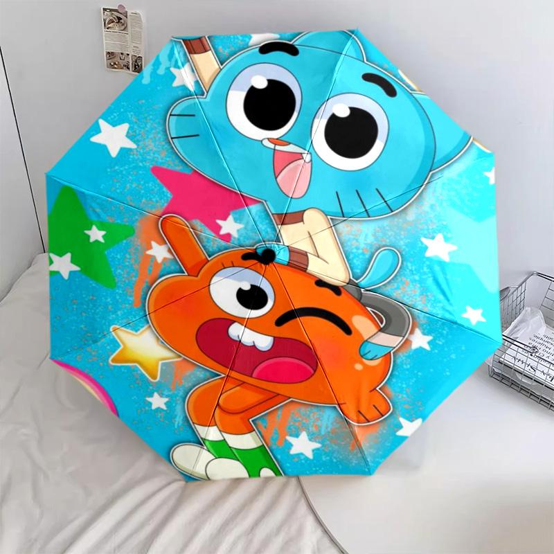 Gumball Darwin Adventure Automatic Umbrella - Suitable Travel Outdoor Portable Umbrella Birthday Gift Daily Essentials