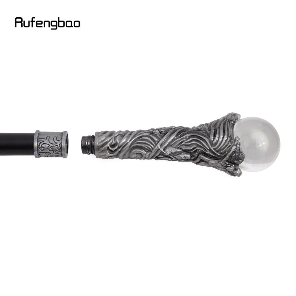 Dragon Claw Hold Glass Transparent Ball Cane Fashion Decorative Walking Stick Gentleman Elegant Cosplay Cane Crosier 94cm