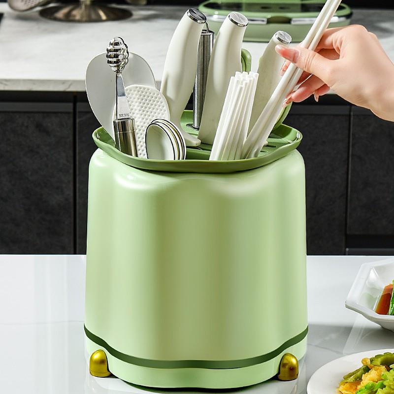 Messerhalter Organizer Regal Rotierende Stäbchen Löffel Schere Gabeln Lagerung Abtropffläche Abnehmbarer Küchenmesserhalter Ständer