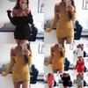 Cotton Solid Color Bodycon Dress With Long Sleeve And High Waist For Women