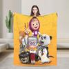 Warm BlanketKids Camping M-Mashas and B-Bears Throw Blanket Flannel Bedspread For Bedroom Graphic Sofa Bed Cover