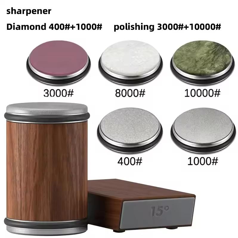Portable Knife Sharpener Magnetic Knife Holder Diamond Sharpening Stone Kit 15 and 20 Degrees Angle Roller Kitchen Accessory