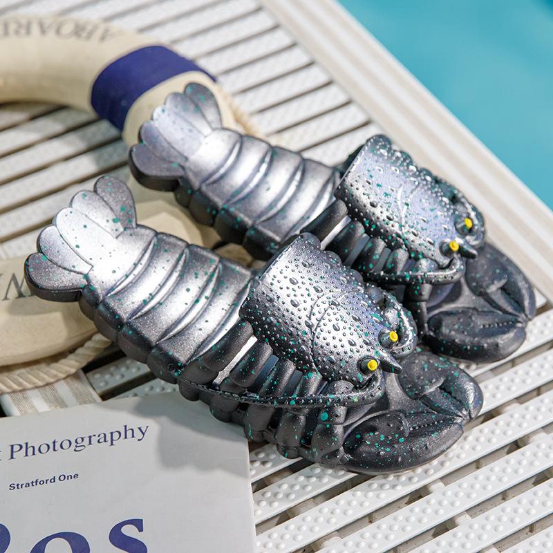 New Novelty Slippers Lobster Men's Summer Painted Slide Shoes Unisex Beach Slippers Large Size Sandals Funny Crawfish Flip Flop