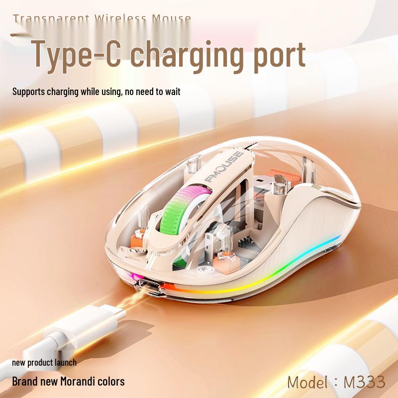 Bobcat Silent Bluetooth Mouse - Transparent, Wireless, 3 Modes, TYPE-C Charging, Universal Compatibility