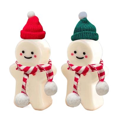 500ml Christmas Gingerbread Man Portable Shaker Drink Bottle Plastic Transparent Bottle Milk Tea Sealed Bottle Beverage Thicken