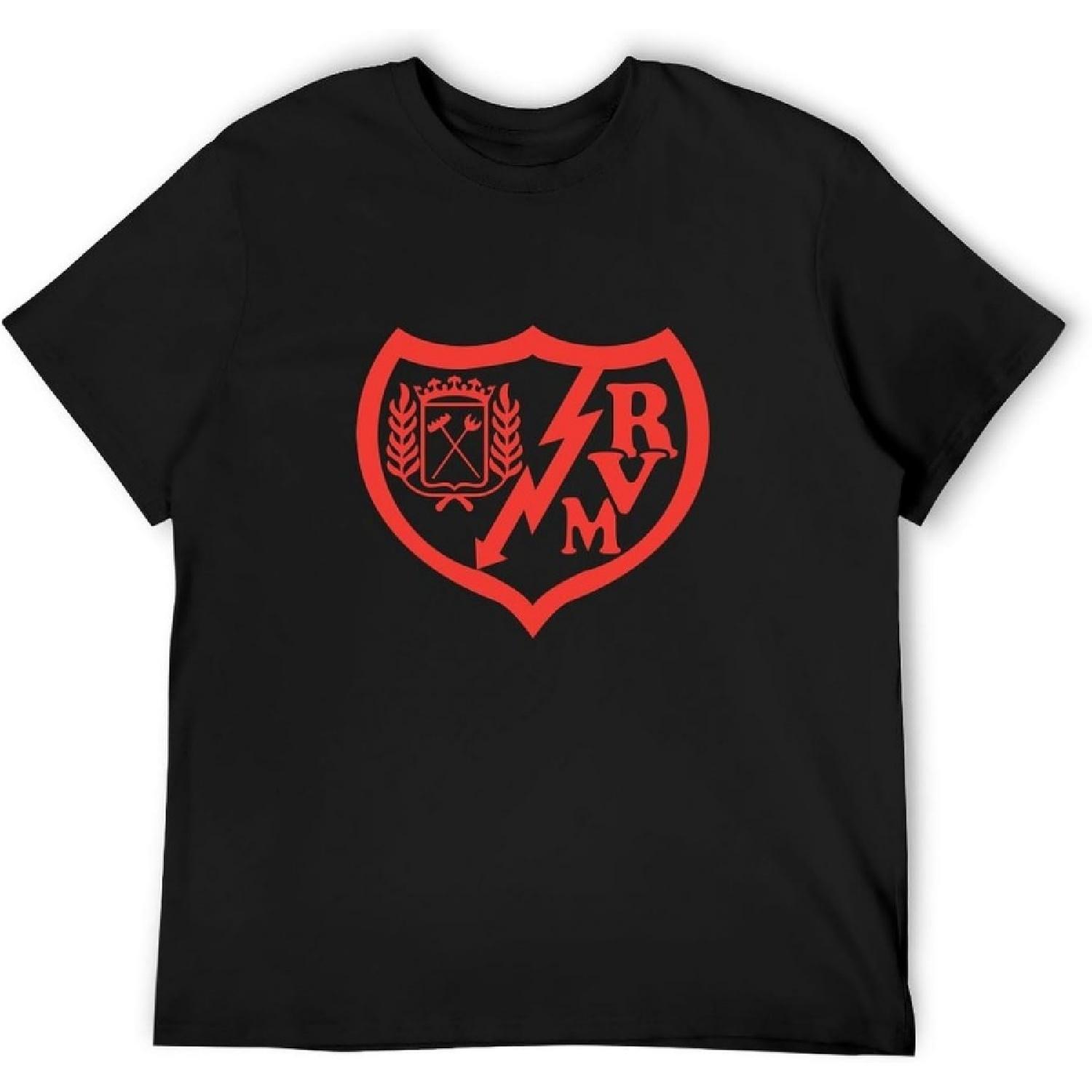 XIANGCUIJIAO Rayo Vallecano Vintage T Shirt Short Sleeve Funny Top Black S