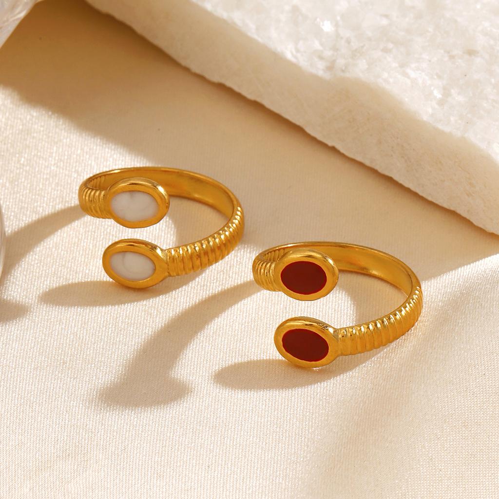Fashion Simple Design Index Finger Ring Vintage French High-End Gold-Plated Geometric Stainless Steel Trendy