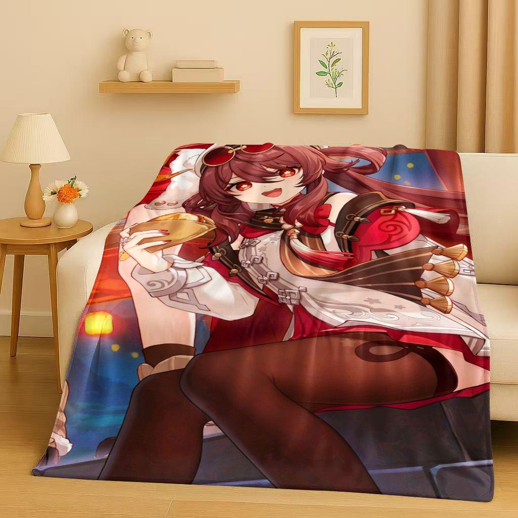3D Genshin Impact Game Cartoon Flannel Blanket,Ultra Soft Warm Plush Throw for Home Bedroom Bed Sofa Cover Picnic Girl Gift