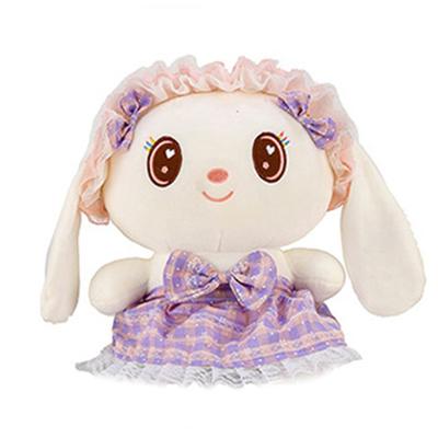 Cartoon Rabbit Plush Toy With Lace Dress Huggable Throw Pillow Rabbit For Girls