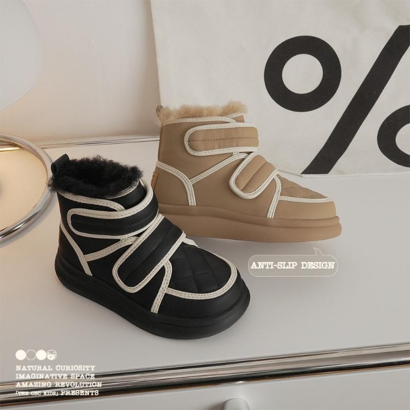 Rhombus Bread Children's Snow Boots Autumn and Winter New Boys and Girls High-top Velcro