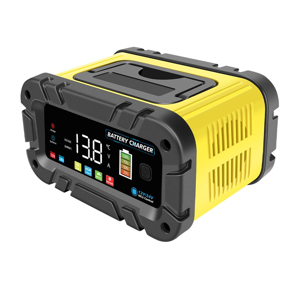Battery Charger, 12V and 24V Smart Automatic Battery Charger with Large Display Screen, Battery Maintainer for Cars