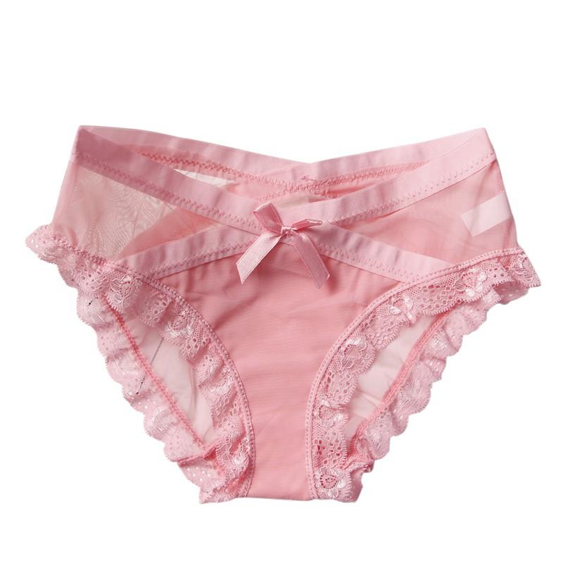 Women Cotton Mesh Underwear Low Waist Briefs Seamless Panties
