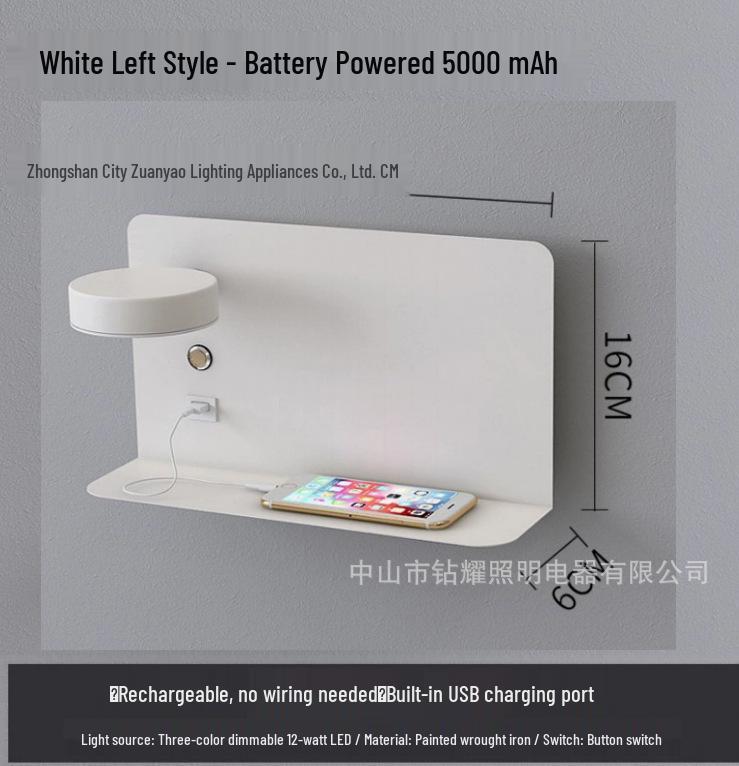USB Charging LED Wall Lamp: Dimmable Bedroom and Study Light, No Wiring Needed