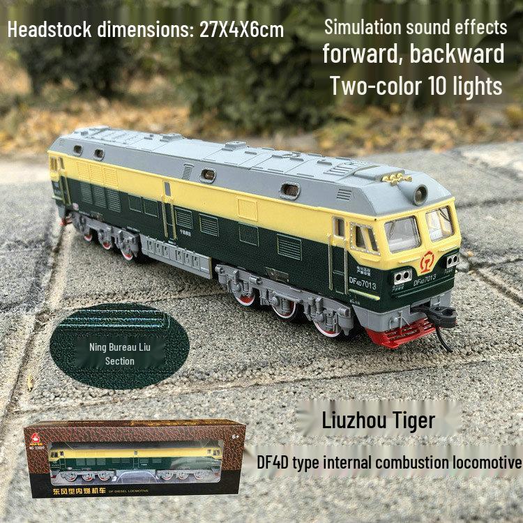 Aole Realistic Electric DF4D Locomotive Model - Liuzhou Tiger Green Skin Rail Toy Includes Regular AA Batteries