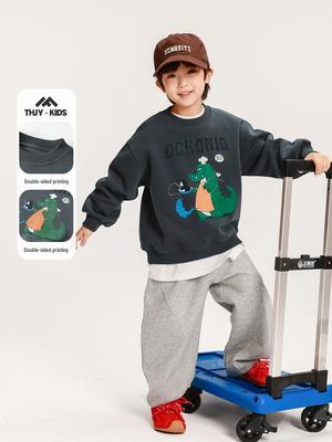 Märchenhafter Herbst Kinder-Sweatshirt-Set - Langarm Cartoon-T-Shirt & Sweatpants