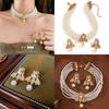 Gold Animal Jewelry Set Featuring Small Bee Pendant And Pearl Earrings For Women