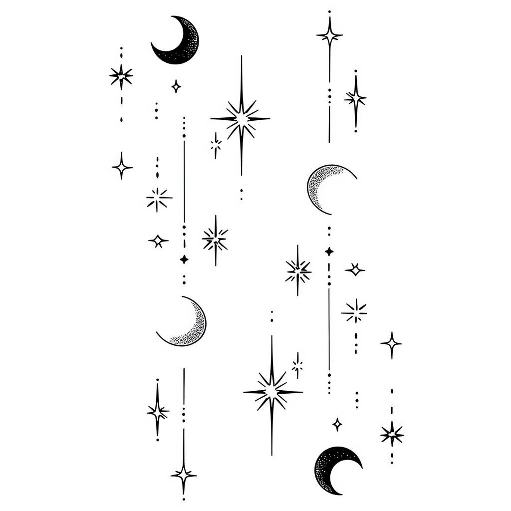 Advanced Sense Domineering Personality Thorn Totem Ribbon Sun Moon Stars Flower Lines Tattoo Sticker