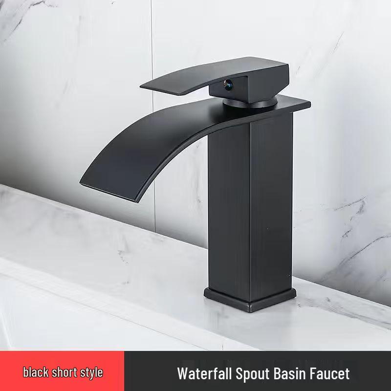 Stainless Steel Waterfall Faucet for Bathroom Countertop - Hot & Cold Basin