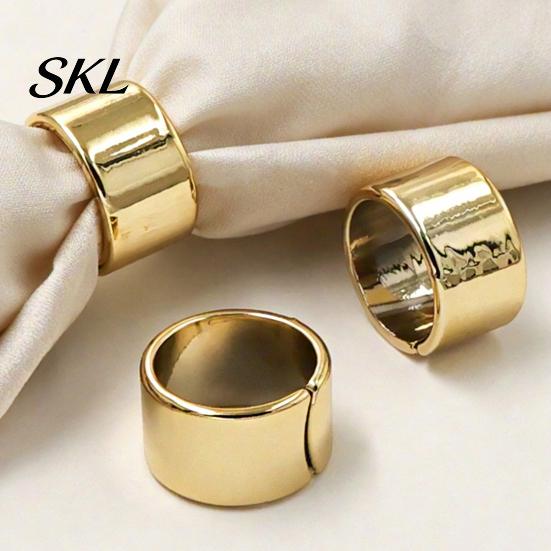 Non-slip Scarf Ring 3Pcs Minimalist Round Rings, Golden Plastic Slide Women Simple Holders for Neckerchiefs Shawls Shirts Electroplated