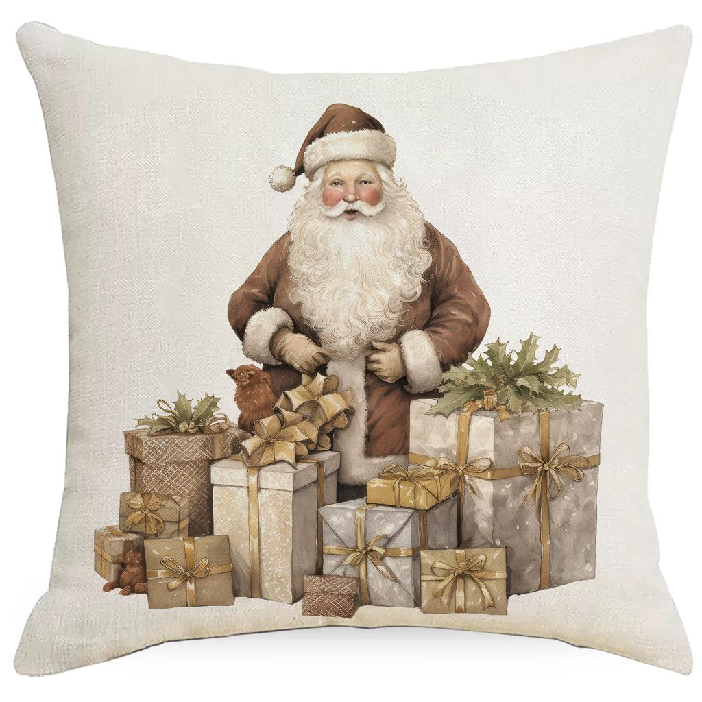 Weihnachts-Kissenbezug Festliche Heimdekoration Sofa Leinen Kissenbezug Kissenbezug Vintage Weihnachten