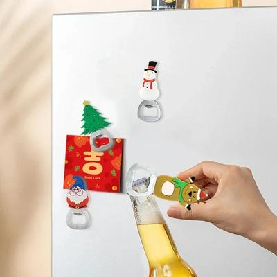 Ouvre-bouteille magnétique de Noël Père Noël Bière Aigle Silicone Aimant de réfrigérateur Fête de vacances Outil de cuisine Cadeau Décoration