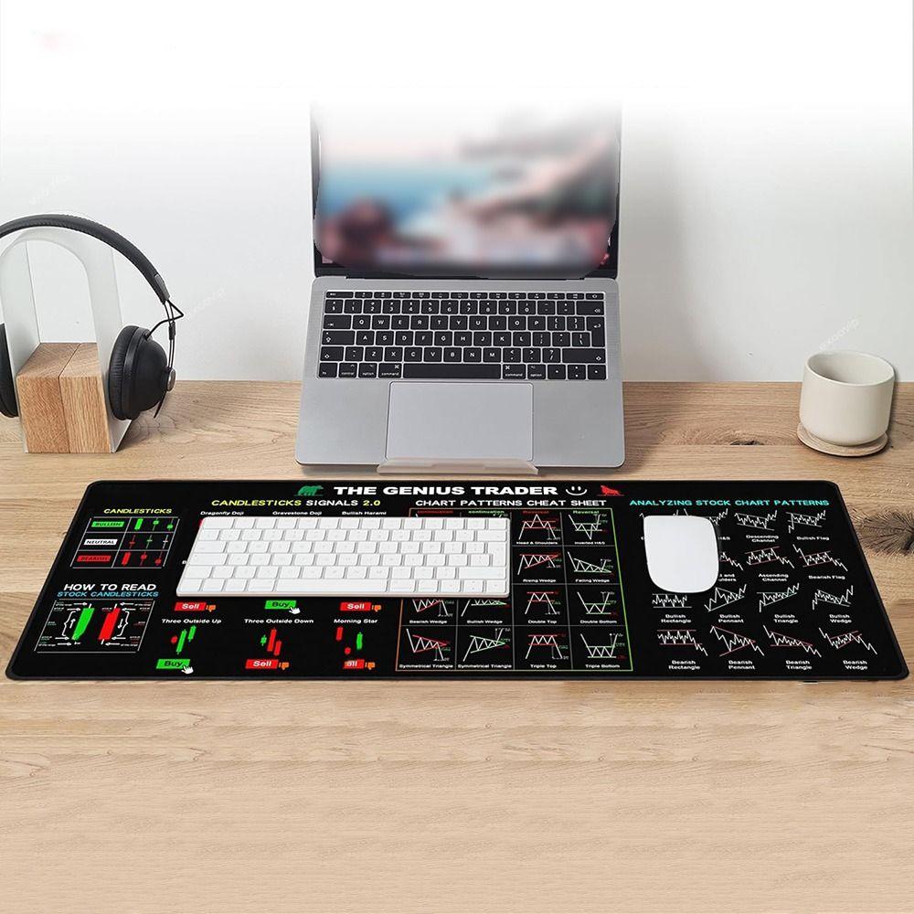 Smooth Trader Desk Pad Stock Market Chart Pattern Candlestick Pattern Art Mouse Pad  Laptop Pads
