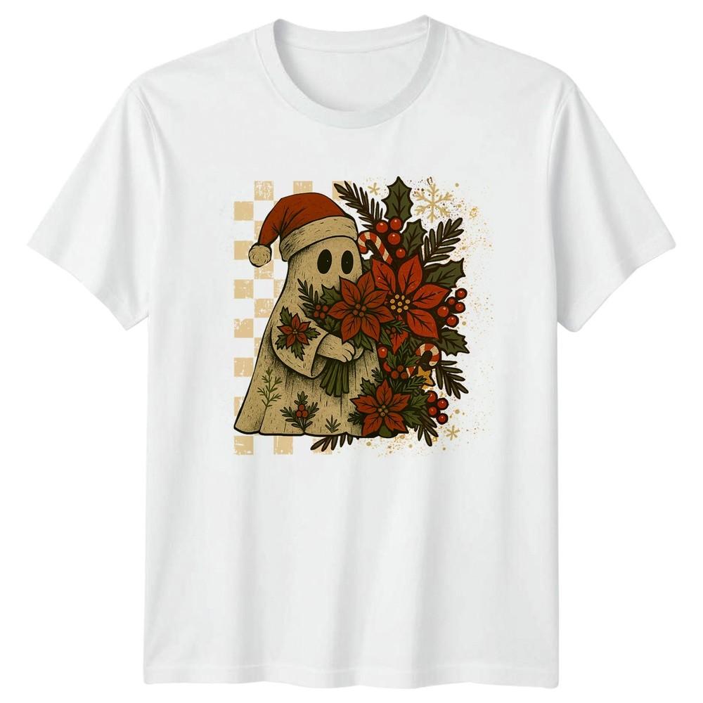 Christmas Ghost Poinsettia Holidays Unisexs Unisexs Graphic Tee Shirt S