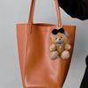 Soft Plush Bear Hanging Ornament Fashionable Soft Bear Keychain with Bowknot Plush Key Accessory for Stylish Bags