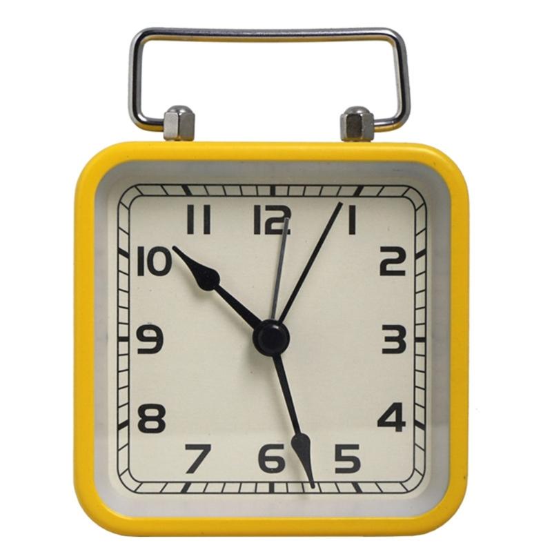 Square Metal Alarm Clock Snooze and Battery Operated Night Light Desk Clock for Bedroom Travel Kitchen Kid Room Hotel