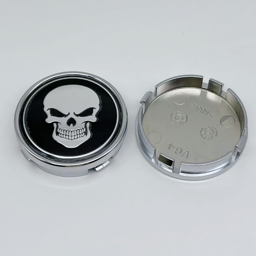 4pcs O.D 64MM (I.D 61MM ) Skull Logo Emblem Car Wheel Center Caps for Volvo Rim Hubcaps Cover Wheels Hub Lid Replace Accessories