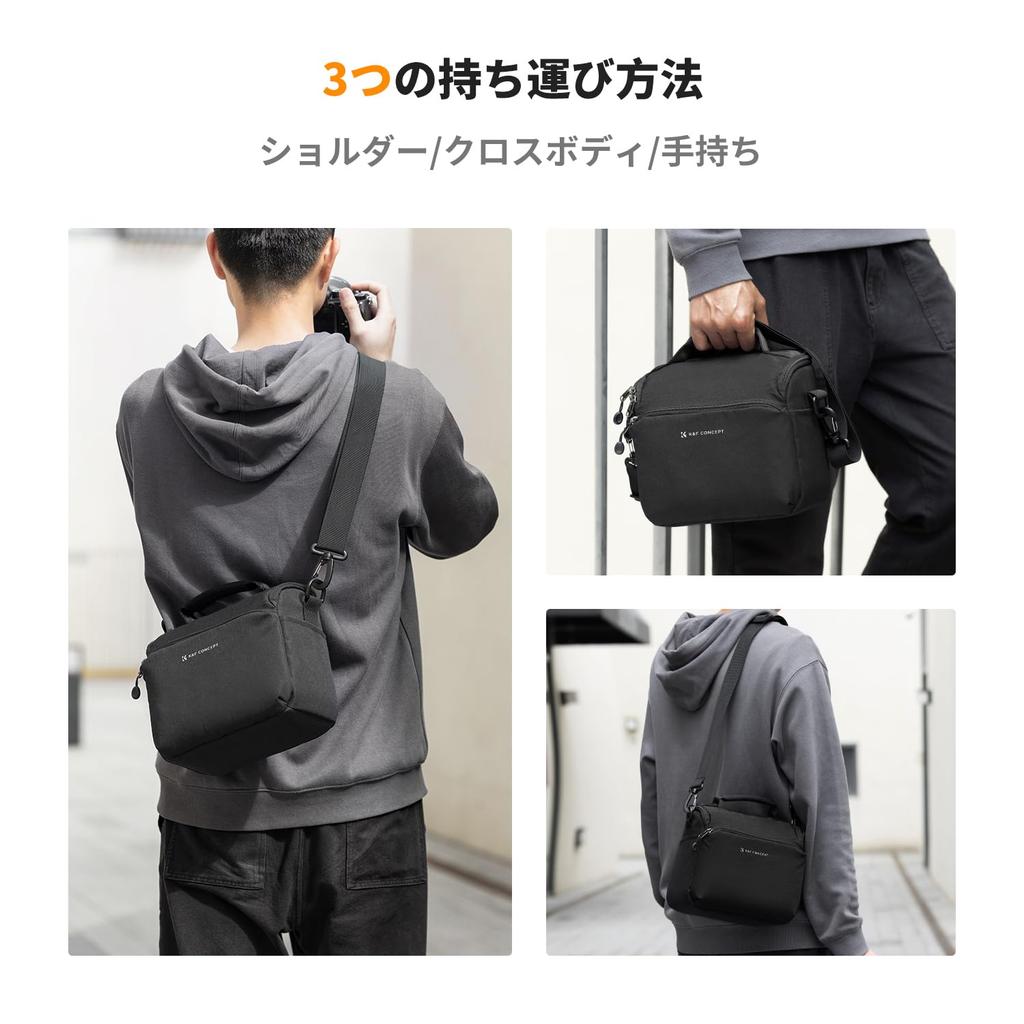 Concept Camera Shoulder Stylish DSLR Camera with Camera Camera Item Storage Photography Compact Black K&F Bag, Bag, Bag, 5L, Dividers,