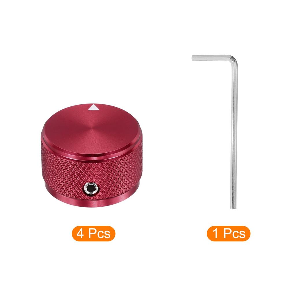 Uxcell Aluminum Potentiometer Knobs Universal Volume Tone Control Knobs for Guitar Bass Diamond Red 4-Pack 1/4" (6mm) 5/8"