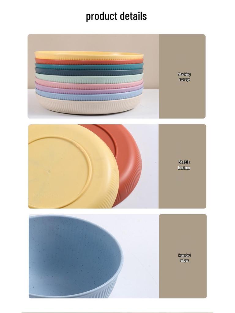 Nordic Wheat Straw Cutlery Set: Soup Bowl, Plate, Cup, Fork, Knife, Spoon, Gift.