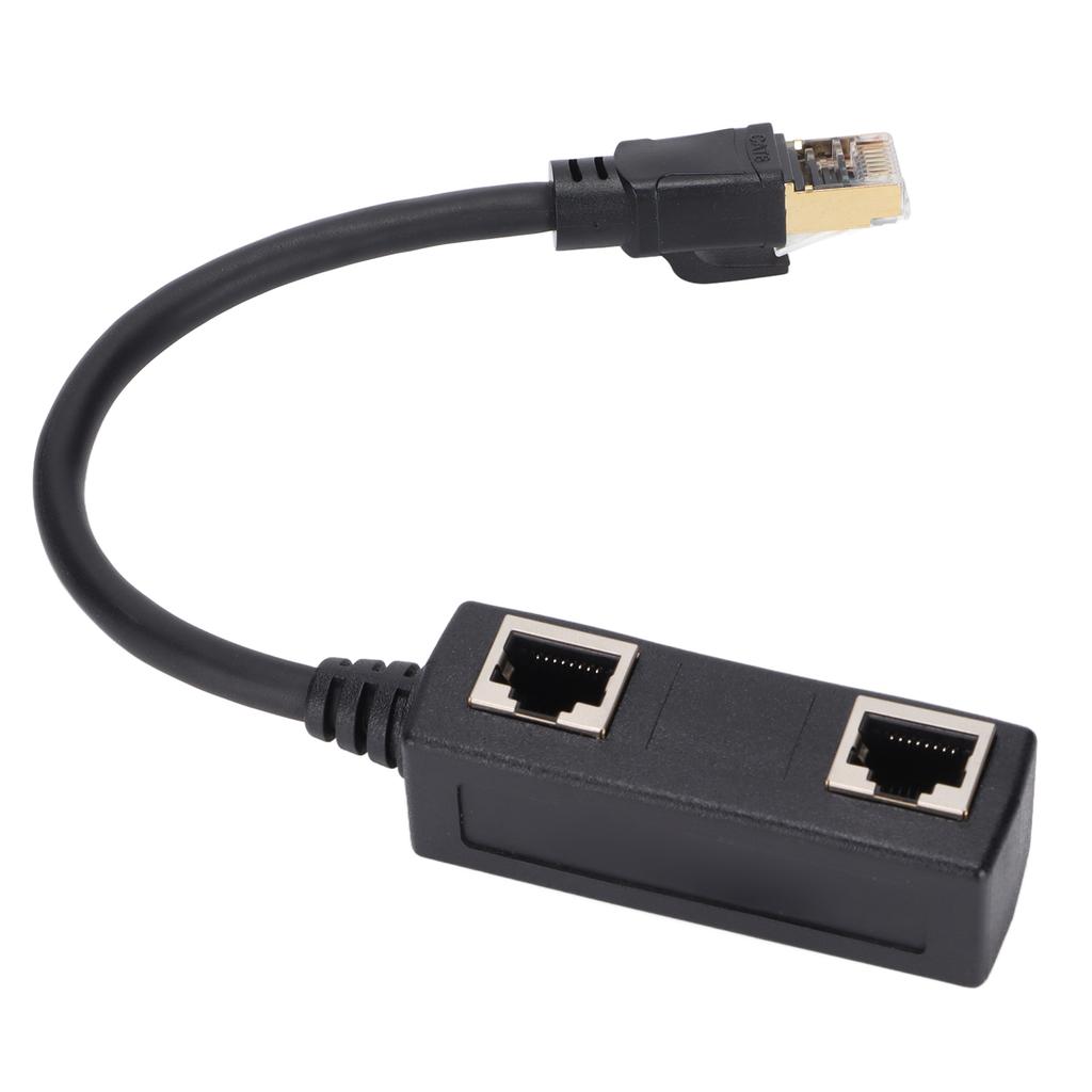 Ethernet Splitter Practical Stable Reliable Durable Black CAT8 Network Cable Adapter for Home Office