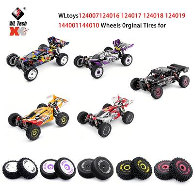 גלגלי רכב RC של WLtoys צמיגים מקוריים עבור 124007 124017 124019 124018 144001 144010 רכב על שלט רחוק חלקי חילוף סט צמיגי גומי
