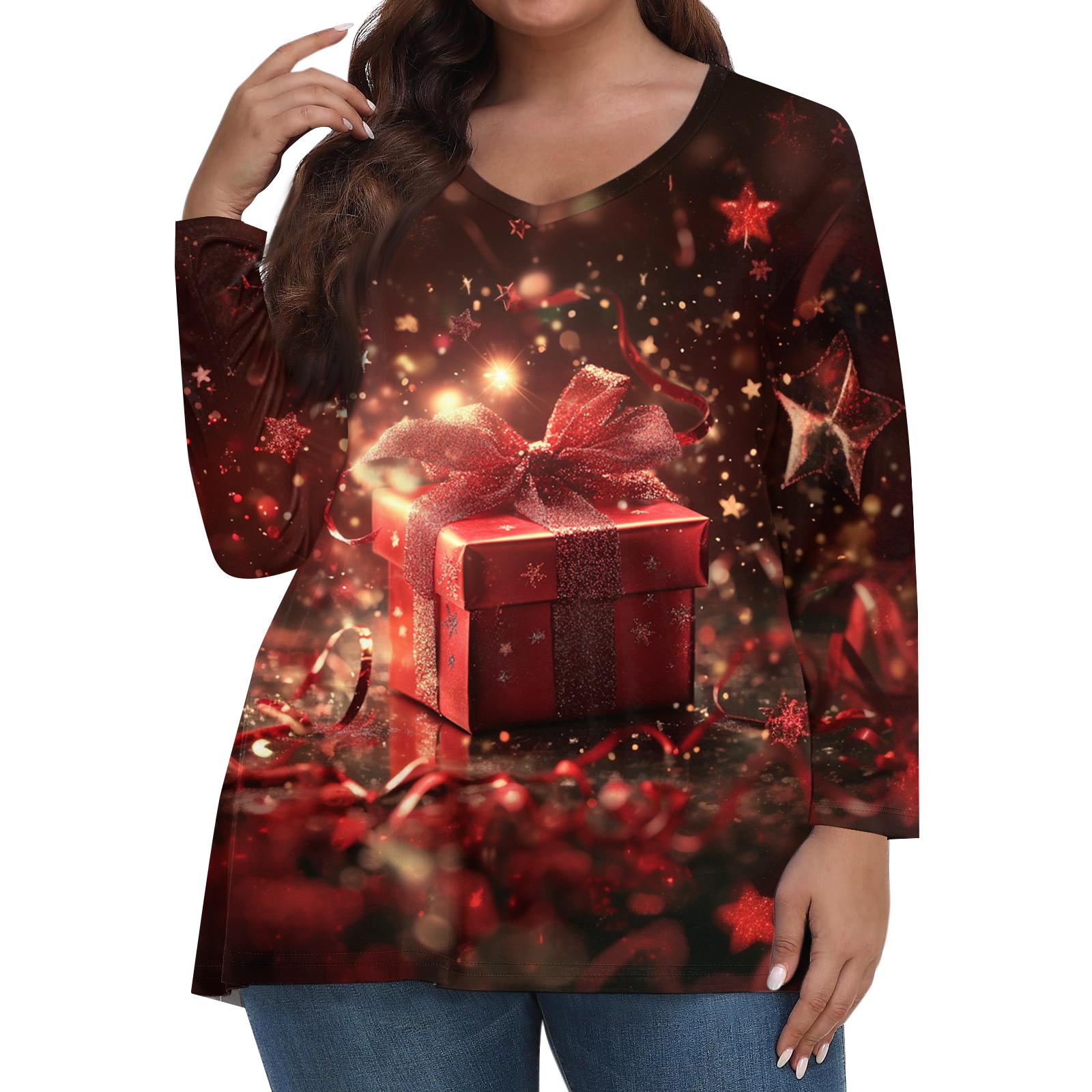 

Женский модный повседневный топ с длинным рукавом большого размера с принтом, топ большого размера с цветочным принтом XL винный